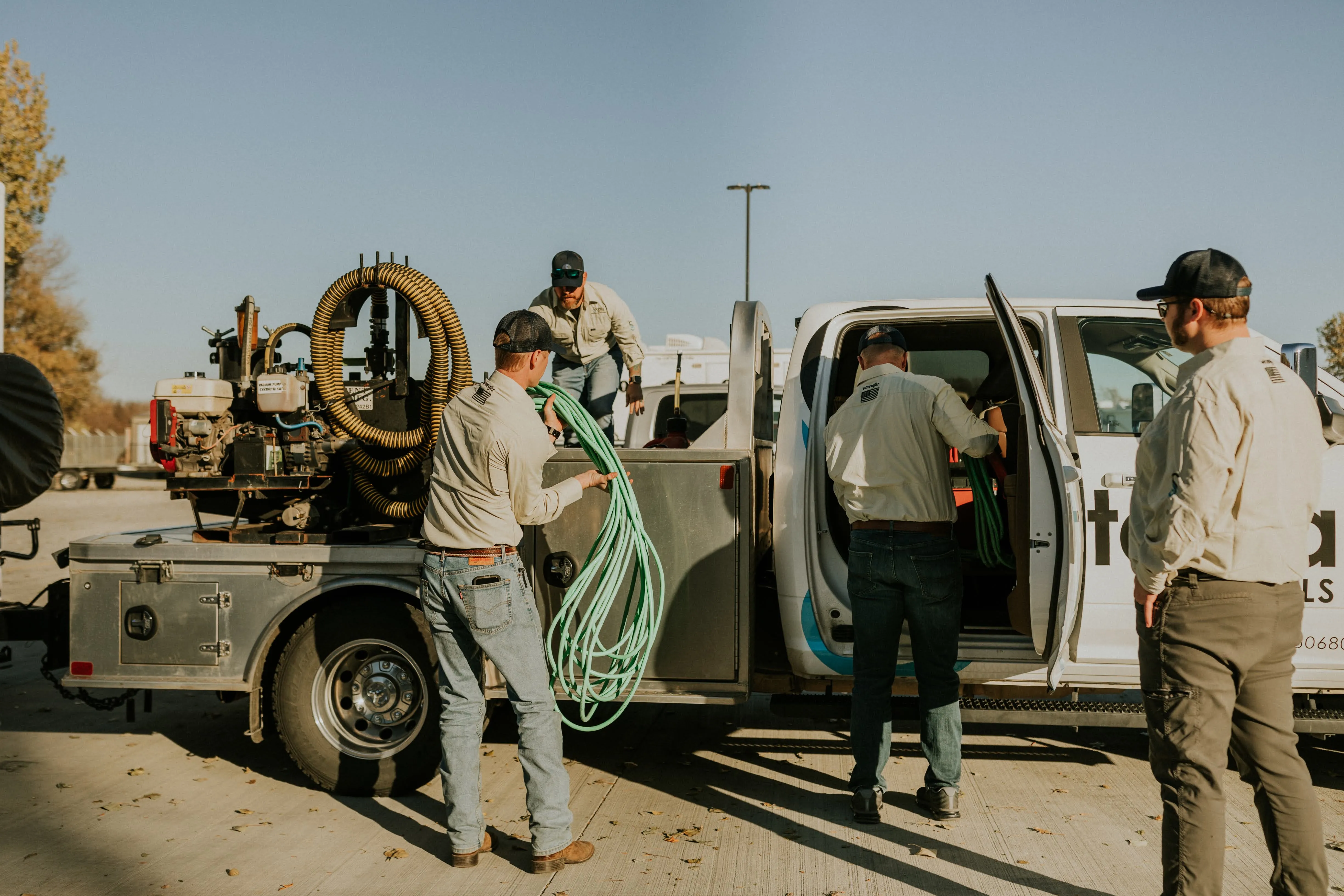 Service team performing maintenance